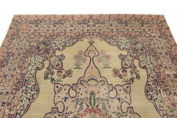Surface texture of 1880s Antique Carpets rug with natural Wool and intricate pattern