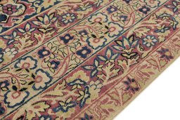 Close-up detail of 1880s Antique Carpets rug from Iran / Persia showing Wool weave