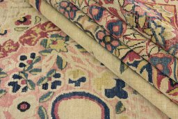 Full view of 1880s Antique Carpets rug from Iran / Persia, 370 × 275 cm in Beige tones