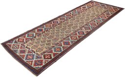 Corner detail of 1900s Antique Carpets rug showing border pattern and Wool pile