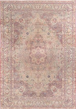 Full view of 1900s Antique Carpets rug from Iran / Persia, 810 × 560 cm in Gray tones