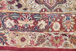 Corner detail of 1900s Antique Carpets rug showing border pattern and Wool pile