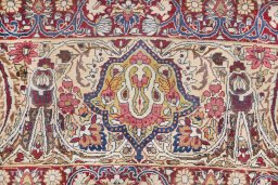Close-up detail of 1900s Antique Carpets rug from Iran / Persia showing Wool weave