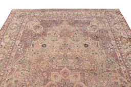 Surface texture of 1900s Antique Carpets rug with natural Wool and intricate pattern