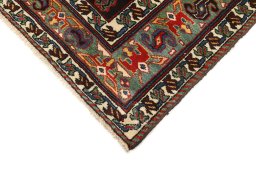 Backside of handmade 1900s Antique Carpets rug showing knot structure and weave density