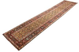 Close-up detail of 1880s Antique Carpets rug from Iran / Persia showing Wool weave