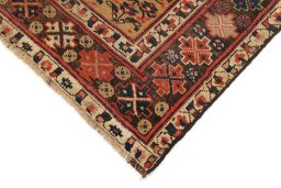 Backside of handmade 1880s Antique Carpets rug showing knot structure and weave density