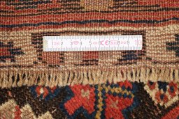 Full view of 1880s Antique Carpets rug from Iran / Persia, 443 × 90 cm in Yellow tones