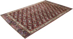 Corner detail of 1880s Antique Carpets rug showing border pattern and Wool pile