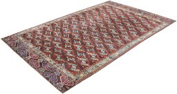 Close-up detail of 1880s Antique Carpets rug from Uzbekistan showing Wool weave