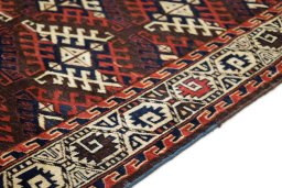 Backside of handmade 1880s Antique Carpets rug showing knot structure and weave density
