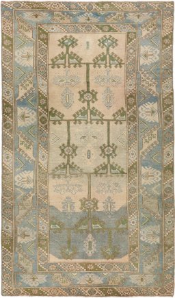 Full view of 1920s Antique Carpets rug from Turkey, 210 × 122 cm in Blue tones