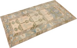 Corner detail of 1920s Antique Carpets rug showing border pattern and Wool pile