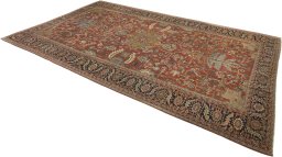 Close-up detail of 1900s Antique Carpets rug from Iran / Persia showing Wool weave