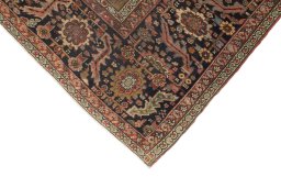 Backside of handmade 1900s Antique Carpets rug showing knot structure and weave density