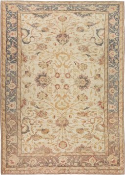 Full view of 1920s Antique Carpets rug from Turkey, 289 × 206 cm in Cream tones