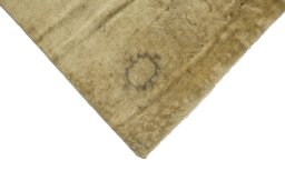 Backside of handmade 1930s Antique Carpets rug showing knot structure and weave density