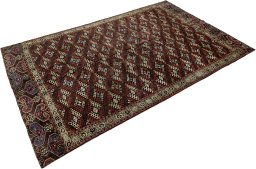 Corner detail of 1880s Antique Carpets rug showing border pattern and Wool pile