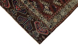 Backside of handmade 1880s Antique Carpets rug showing knot structure and weave density