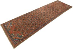 Close-up detail of 1880s Antique Carpets rug from Iran / Persia showing Wool weave
