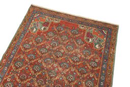 Backside of handmade 1880s Antique Carpets rug showing knot structure and weave density