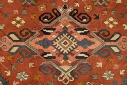 Close-up detail of 1930s Antique Carpets rug from Germany showing Wool weave