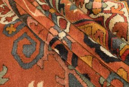 Corner detail of 1930s Antique Carpets rug showing border pattern and Wool pile