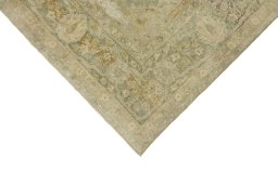 Backside of handmade 1840s Antique Carpets rug showing knot structure and weave density