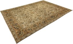 Corner detail of 1920s Antique Carpets rug showing border pattern and Wool pile