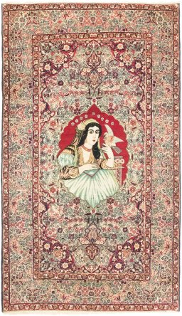 Full view of 1900s Antique Carpets rug from Iran / Persia, 245 × 147 cm in Multi Color tones