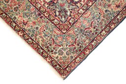Backside of handmade 1900s Antique Carpets rug showing knot structure and weave density