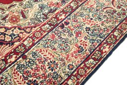 Close-up detail of 1900s Antique Carpets rug from Iran / Persia showing Wool weave