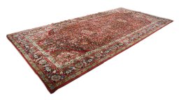 Corner detail of 1930s Antique Carpets rug showing border pattern and Wool pile