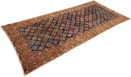 Close-up detail of 1880s Antique Carpets rug from Iran / Persia showing Wool weave