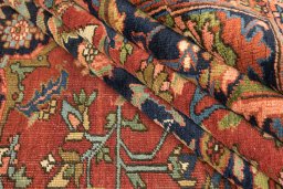 Close-up detail of 1900s Antique Carpets rug from Iran / Persia showing Wool weave