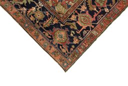 Backside of handmade 1900s Antique Carpets rug showing knot structure and weave density