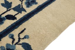 Backside of handmade 1900s Antique Carpets rug showing knot structure and weave density