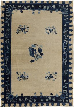 Full view of 1900s Antique Carpets rug from China, 175 × 122 cm in Cream tones