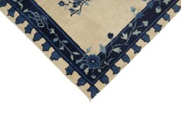 Backside of handmade 1900s Antique Carpets rug showing knot structure and weave density