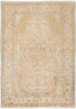 Full view of 1920s Antique Carpets rug from Turkey, 168 × 119 cm in Cream tones