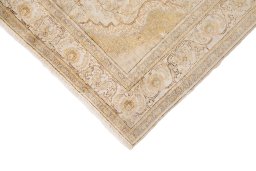 Backside of handmade 1920s Antique Carpets rug showing knot structure and weave density