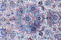 Close-up detail of 1920s Antique Carpets rug from Iran / Persia showing Wool weave
