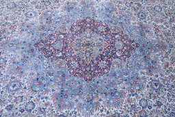 Full view of 1920s Antique Carpets rug from Iran / Persia, 1100 × 800 cm in White tones