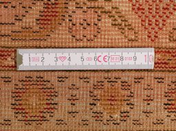Close-up detail of 1900s Antique Carpets rug from Turkey showing Silk weave