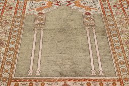 Full view of 1900s Antique Carpets rug from Turkey, 152 × 114 cm in Green tones