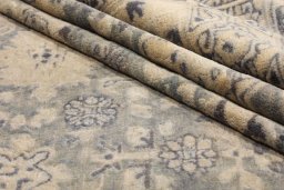 Close-up detail of 1920s Antique Carpets rug from Germany showing Wool weave