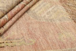 Full view of 1900s Antique Carpets rug from Uzbekistan, 239 × 135 cm in Pink tones