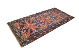 Corner detail of 1900s Antique Carpets rug showing border pattern and Wool pile