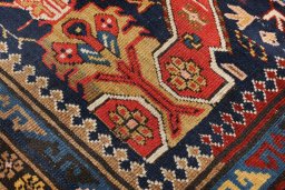 Close-up detail of 1900s Antique Carpets rug from Armenia showing Wool weave