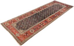 Close-up detail of 1880s Antique Carpets rug from Iran / Persia showing Wool weave